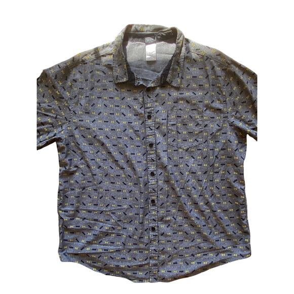 Batman Bat Logo Allover Print 100% Cotton Casual Button Up Shirt Mens XL - Picture 1 of 9